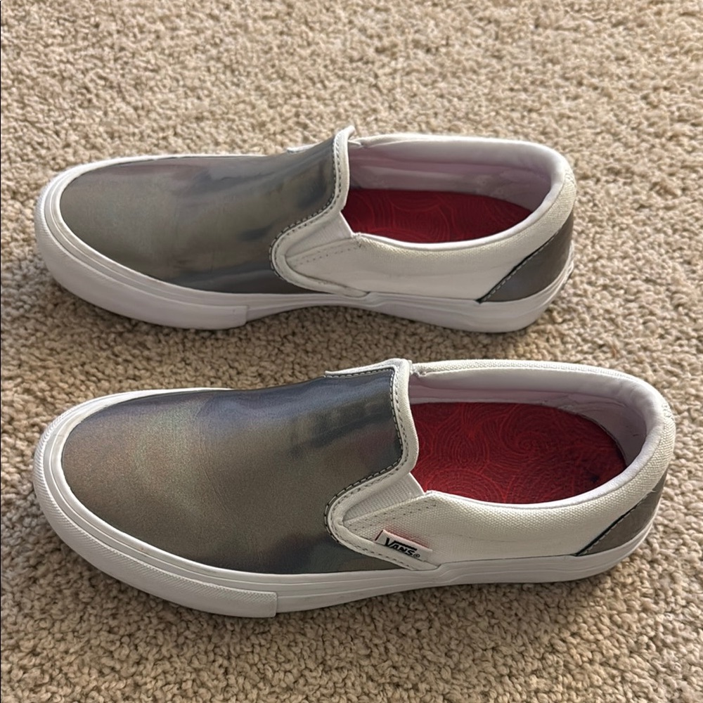 Vans Silver Slip-On Sneakers